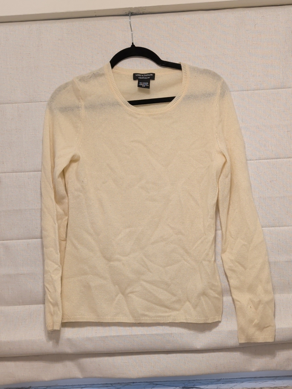 Lord & Taylor Cashmere Crewneck Sweater in Cream